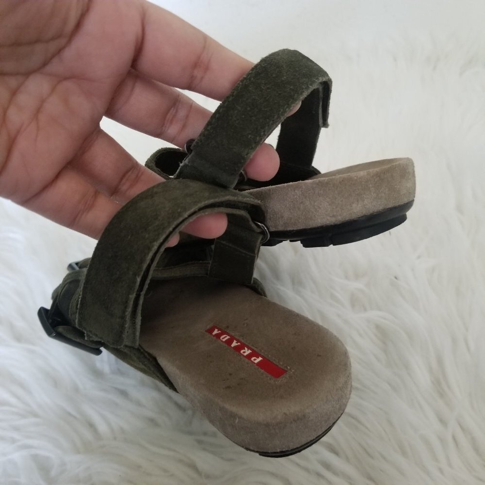 PRADA Boys Camo Suede Sandals Little Kid Size 31 US 13.5 Adjustable Straps - Picture 4 of 6
